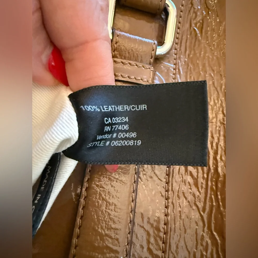 Club Monaco Y2K Cognac Brown Patent Leather Fold-Over Clutch Bag